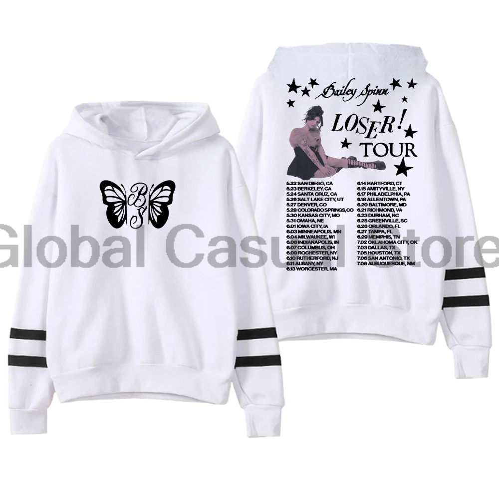 بيلي سبين لوزر تور 2025 هوديي بدون جيوب قضبان متوازية كم ملابس الشارع الشهير الرجال النساء قمصان سويت شيرت بقلنسوة