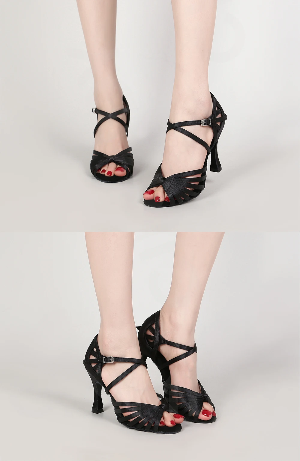 CINMIDY Seiden-Satin Tanzschuhe für Damen, Latein-Tanzschuhe, Tango-Ballsaal-Performance-Schuhe, Weichsohlen-Sandalen, Partyschuhe – Detail 15