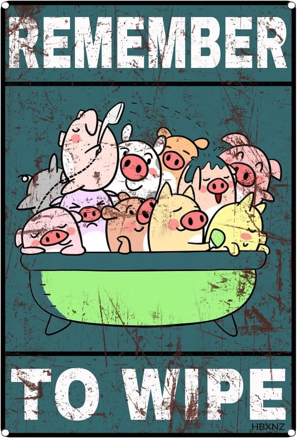 Novelty Sign Pig Bathroom Tin Sign Remember to Wipe Metal Sign Funny Tin Signs 8X12Inch sign
