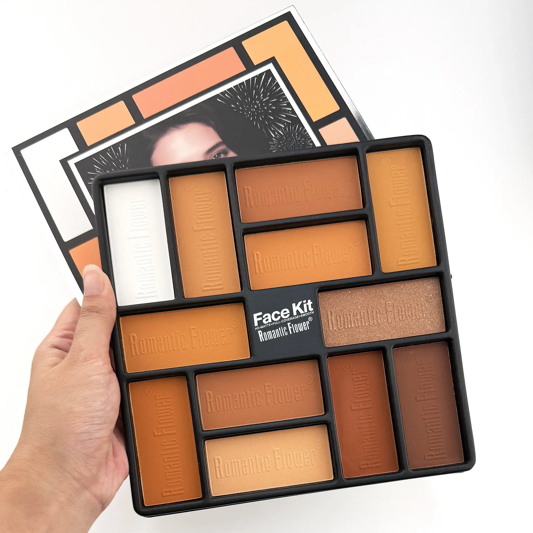 Romantyczna paleta do konturowania i rozświetlania z 12 kolorami, zestaw pudrów do makijażu twarzy do różu, bronzeru i rozświetlania