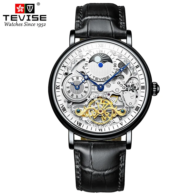 Montre official-website2024New Sun Moon Star Fashion pour hommes, Montre d'affaires automatique, Montre mécanique creuse, Live Hot