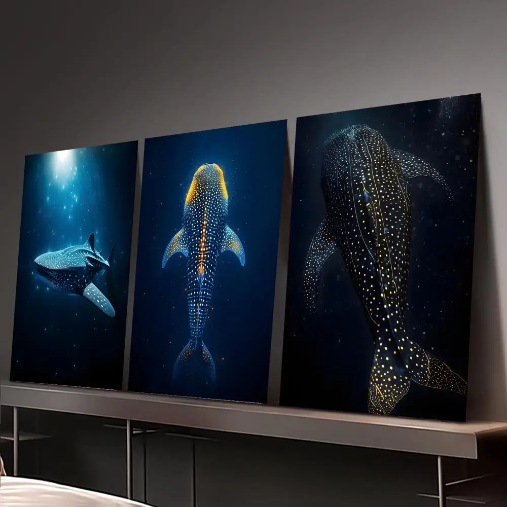 Whale in Gold Painting Calligraphy Canvas Painting Art for Bedroom Living Room Home Decor Wall Decoration Decals Gift