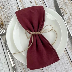 Set of 8 Cotton Cloth Napkins 30x45cm Burgundy Fabric Serviette Kitchen Tea Table Towels for Home Wedding Decoration Christmas