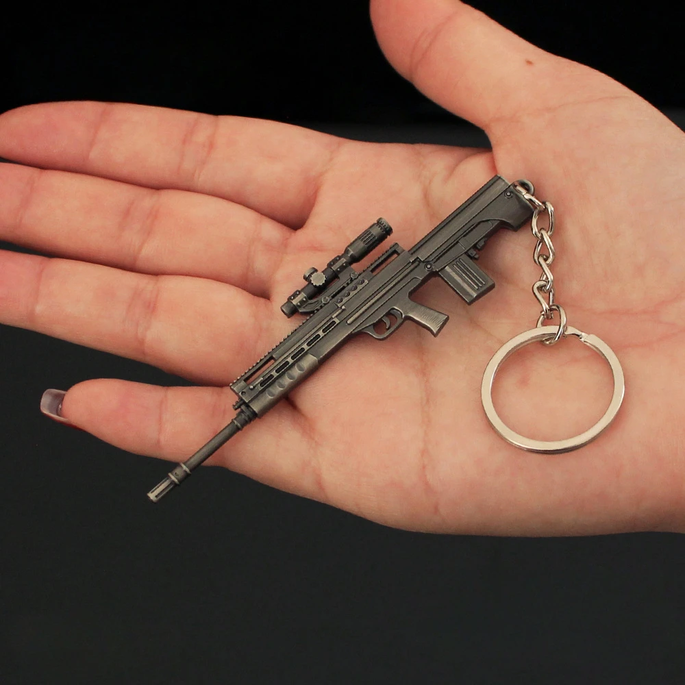 9cm Arena Breakout, Game Peripheral, Gun Model, Pendant Keychain for Men Boys, Mini Metal Key Ring, Collectible Accessories Toys