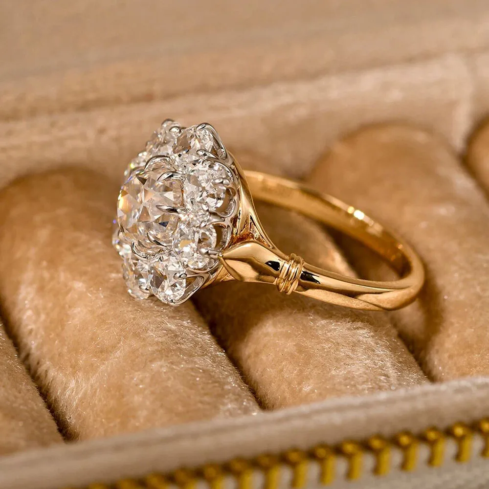 

Solid 14K Yellow gold Ring Wedding Band Jewelry Diamond with IGI Round Shape Lab grown diamond Engagement Rings lady's ring par