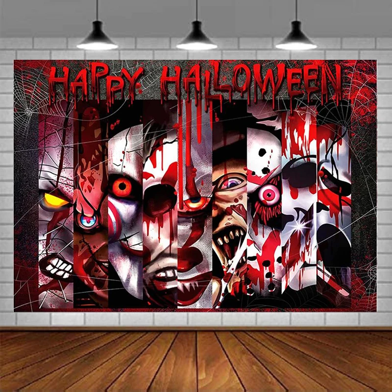 Halloween Horror Photography Backdrop Scary Bloody Killer Wall Zombie Vampire Clown Birthday Party Decoration Background