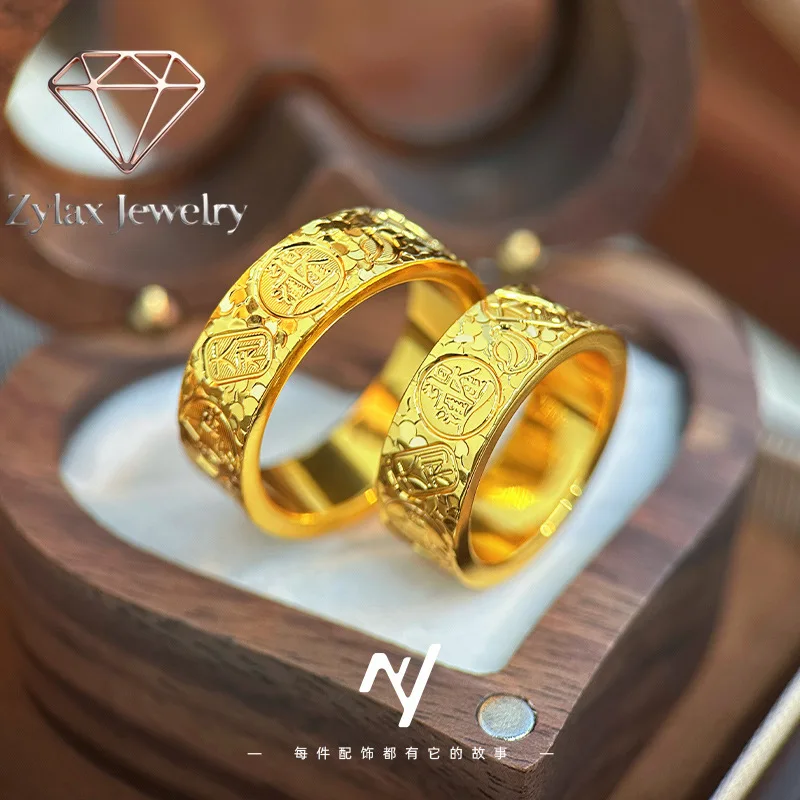 Zylax Jewelry Sparkling Blessing Ring Women's 24K Gold AU999 - Sparkling blessing gold ring, warm luster, for holiday parties &