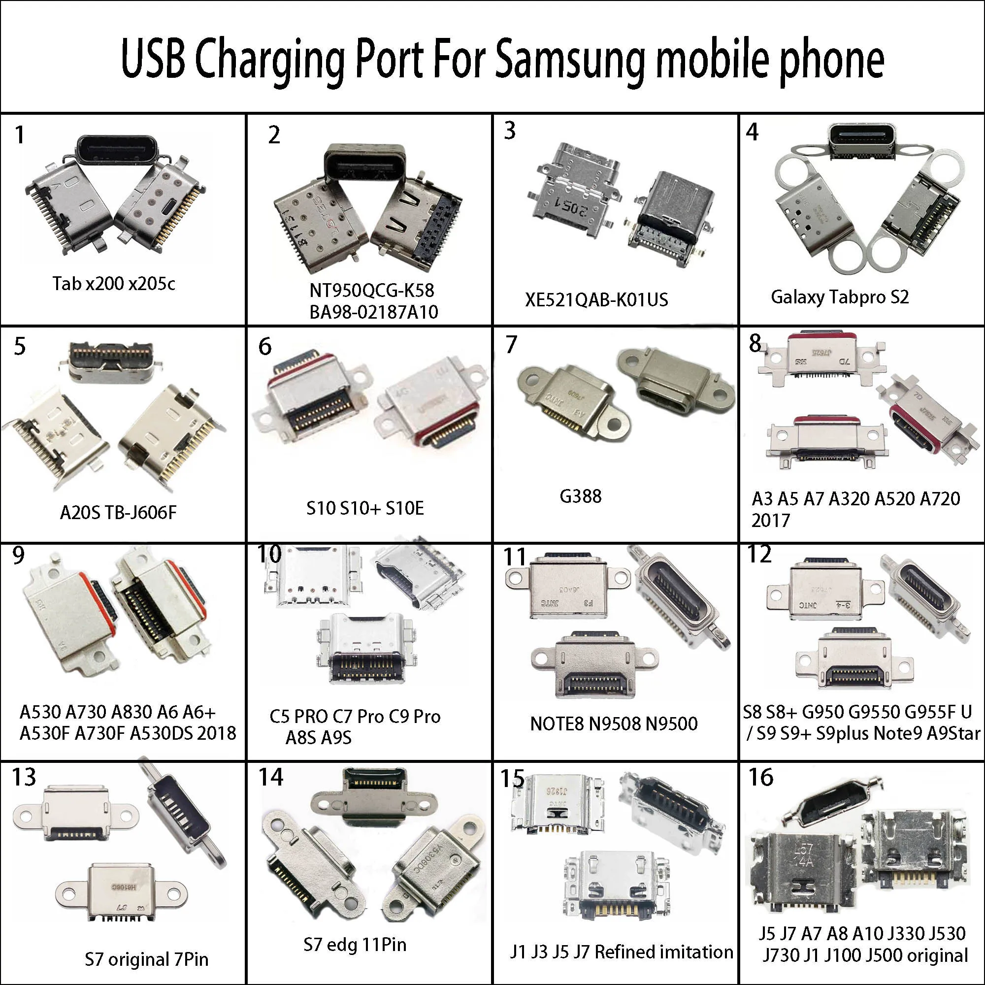 1PC Micro USB Charging Port Socket Connector For Samsung GalaxyA01 A02 A02s A03s A520 A530 S8 S10+E S7 J100 S2 X200 Note8 G388