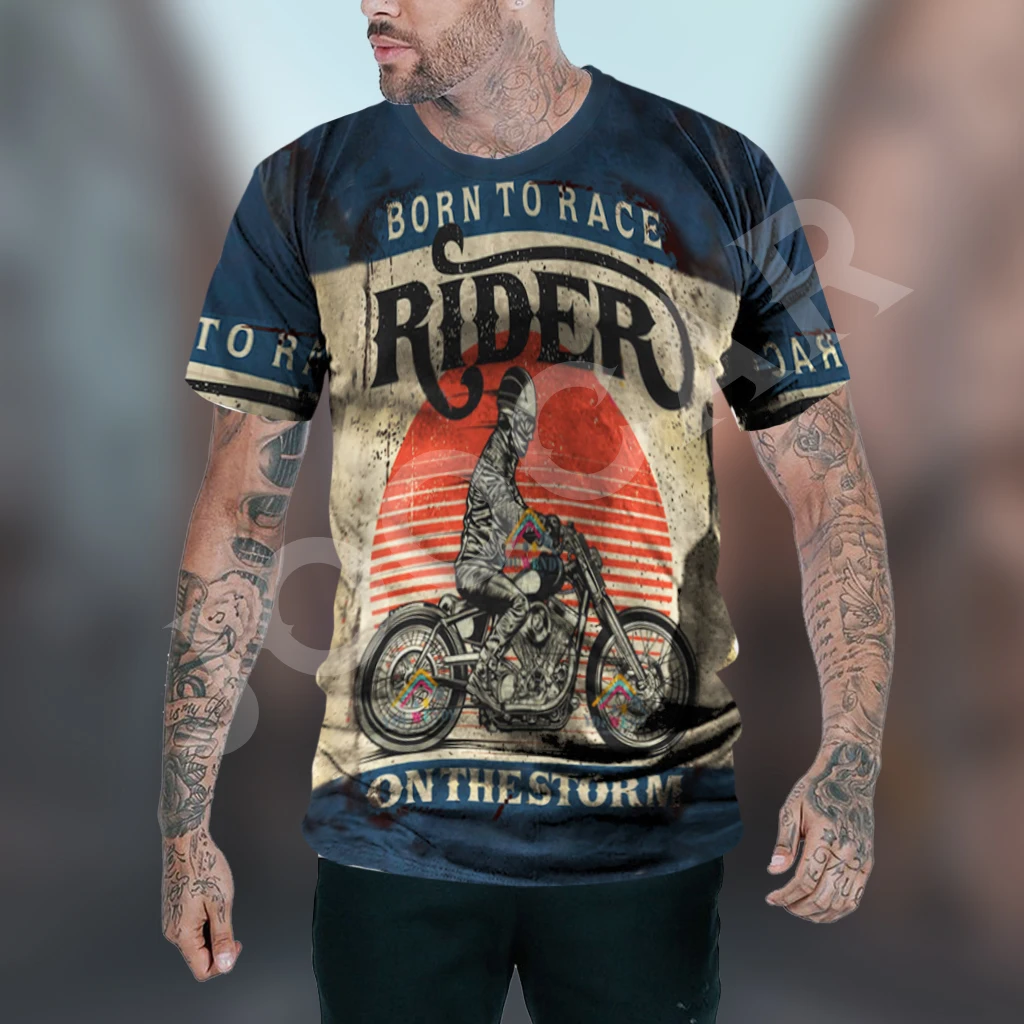 Summer Men\'s Outdoor Vintage Motorcycle O-Neck T-Shirt For Men Vintage Clothes Streetwear