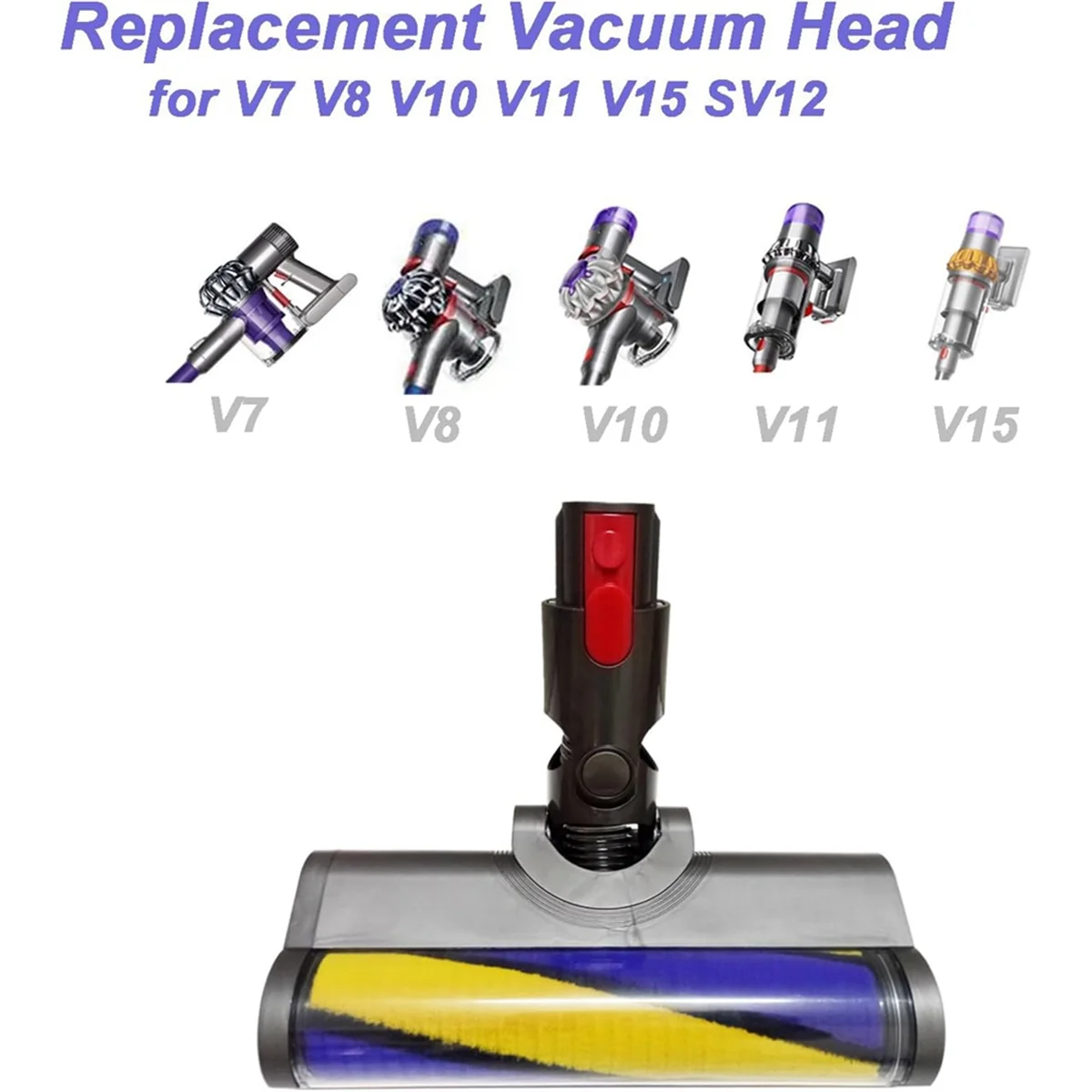 Elektrische Vloerborstelkop voor Dyson V7 V8 V10 V11 V15 Vacuüm Opzetstuk Roller Borstelkop met Groene LED Licht