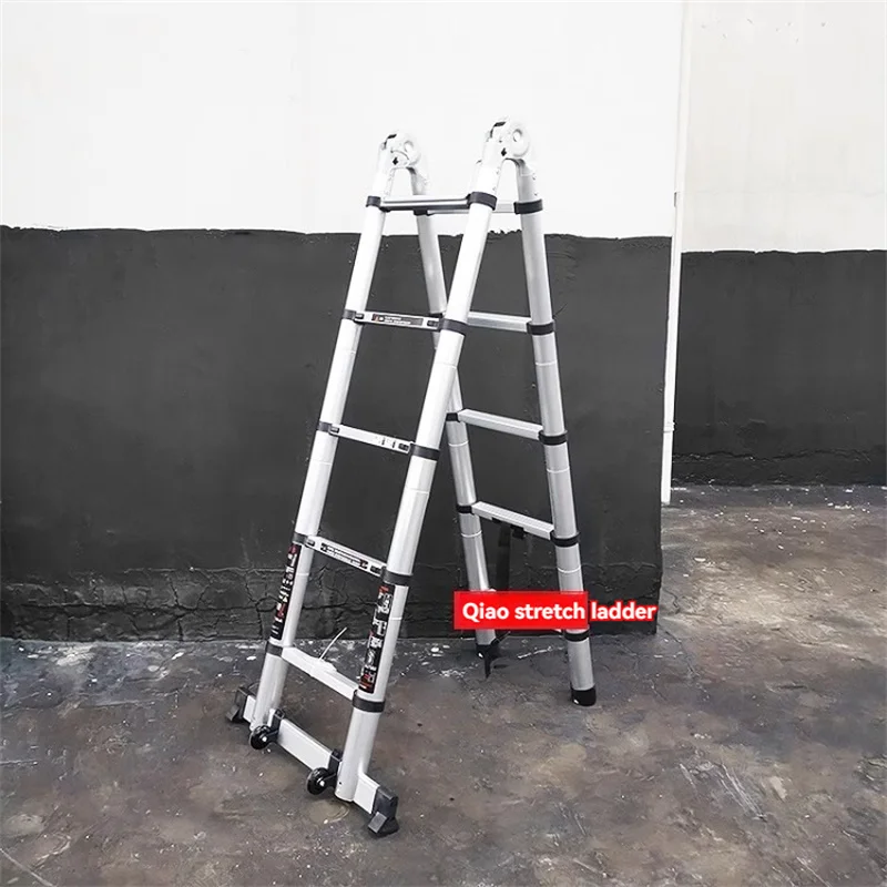 Multi-Purpose Telescopic Aluminium Ladder,Extendable Folding Ladder, Non-Slip Steps Load Capacity