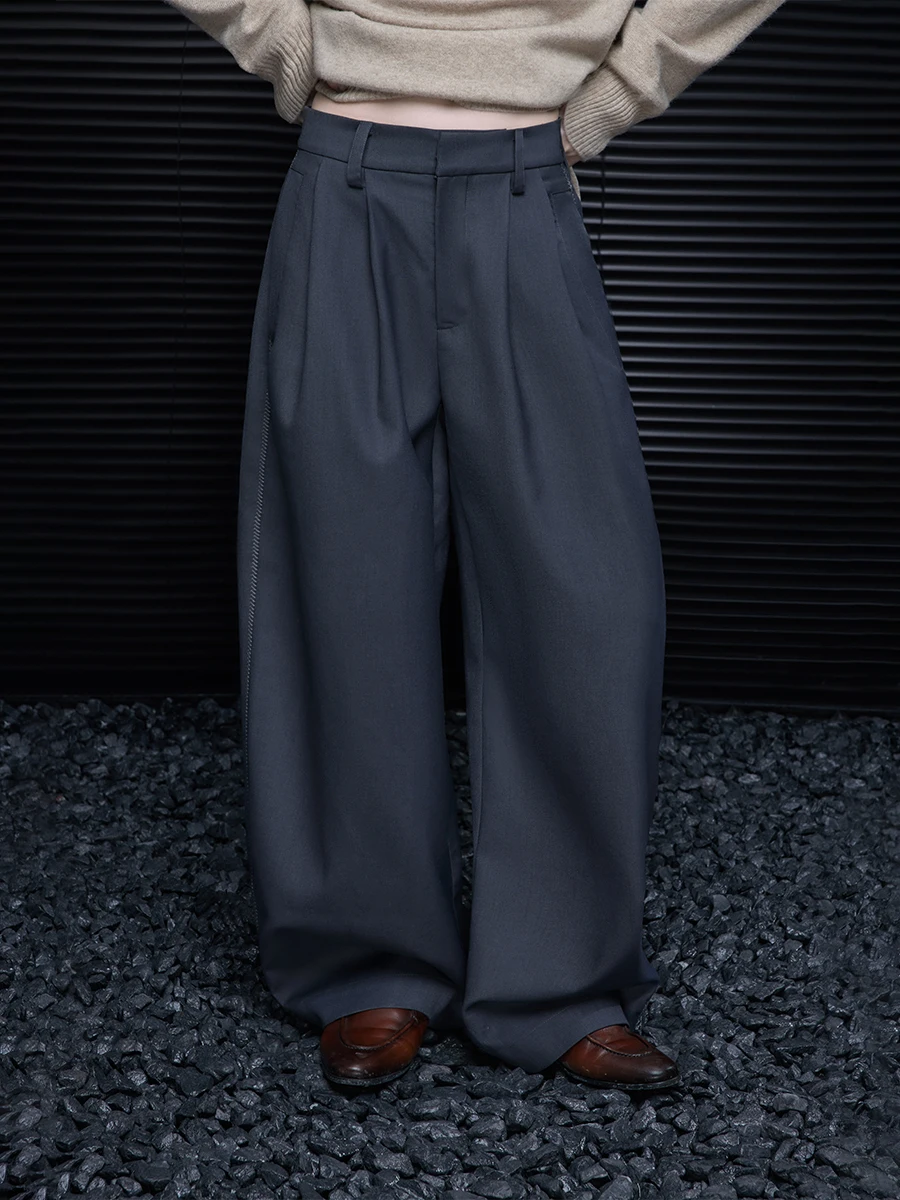 

Повседневные брюки с широкими штанинами, женские осенние новые брюки с ножом, простой силуэт, удлинение ног, длинные брюки с высокой талией