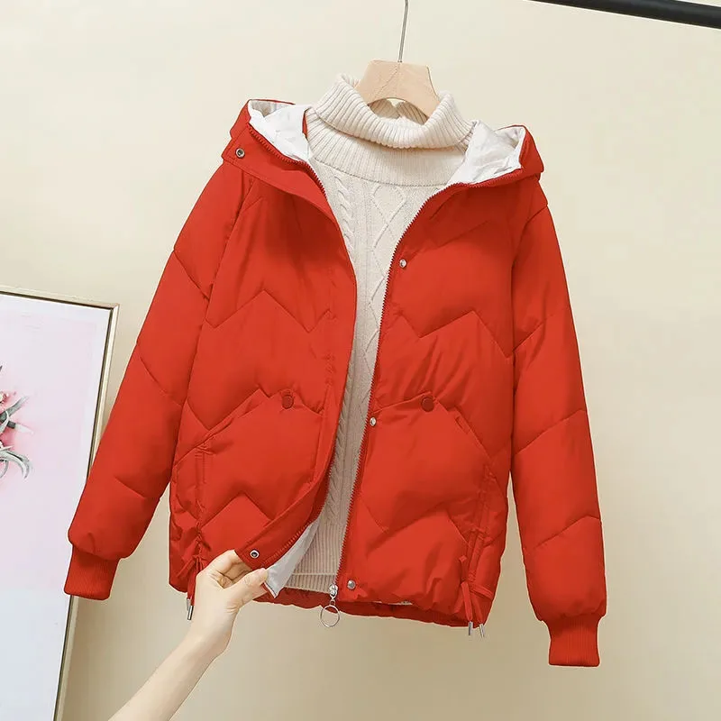 

New Winter Women Thicke Cotton-padded Jacket Warm Short Down Cotton Coat Hooded Quilted Jackets Fashion Female Parker Outerwear