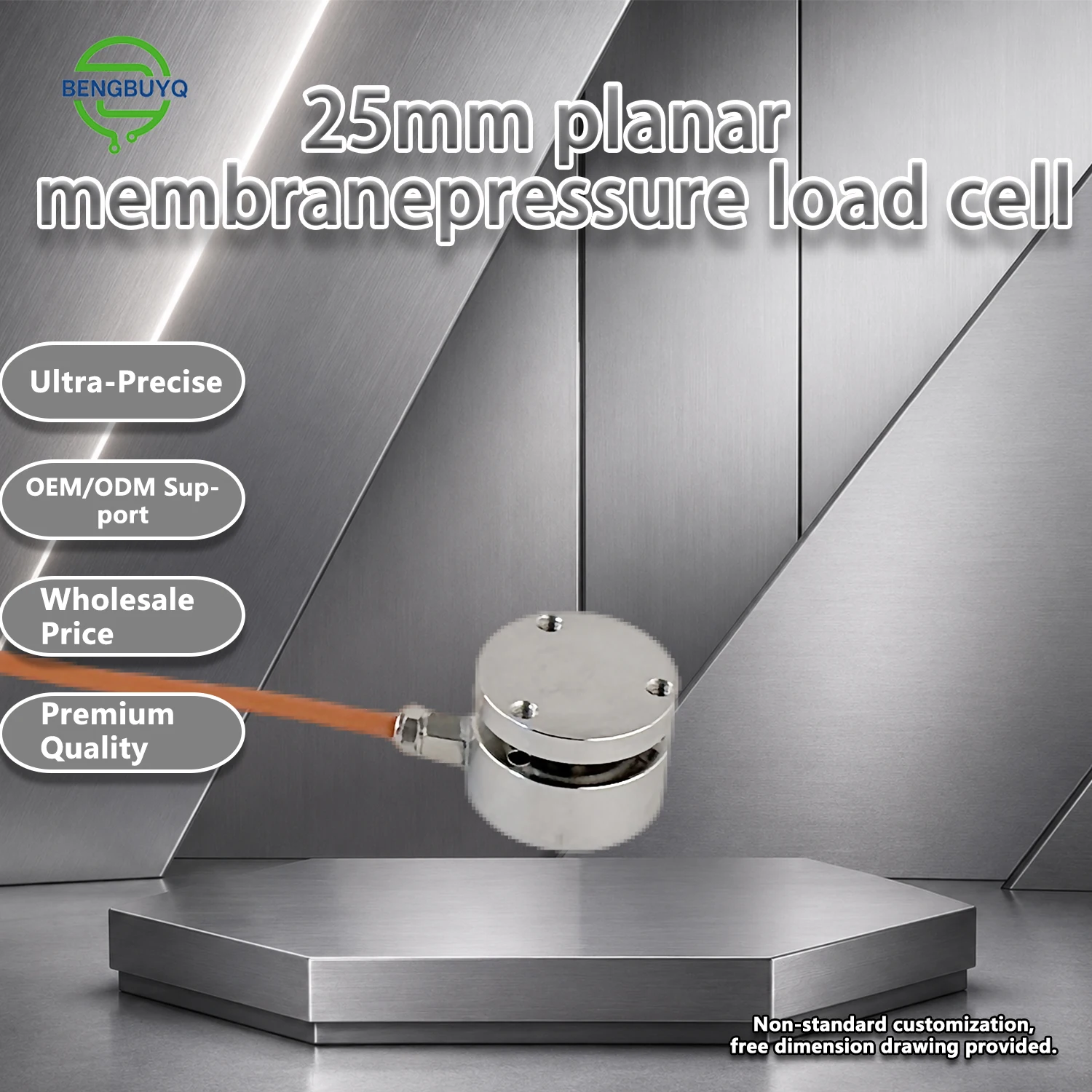 Miniature Compression Load Cell 20kg-2000kg Capacity 25mm Flat Force Sensor with 3M3 Mounting Holes Alloy Steel Sensor