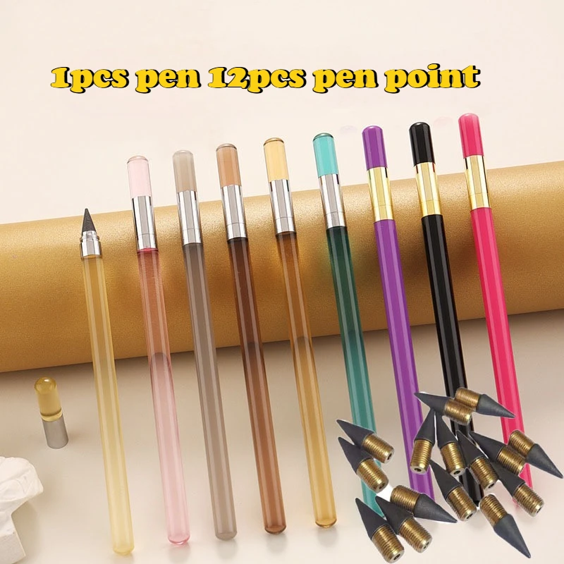 Eternal Pencil Acrylic Transparent Bar No Sharpening Never Run Out Unbreakable for Students Drawing Writing Tool