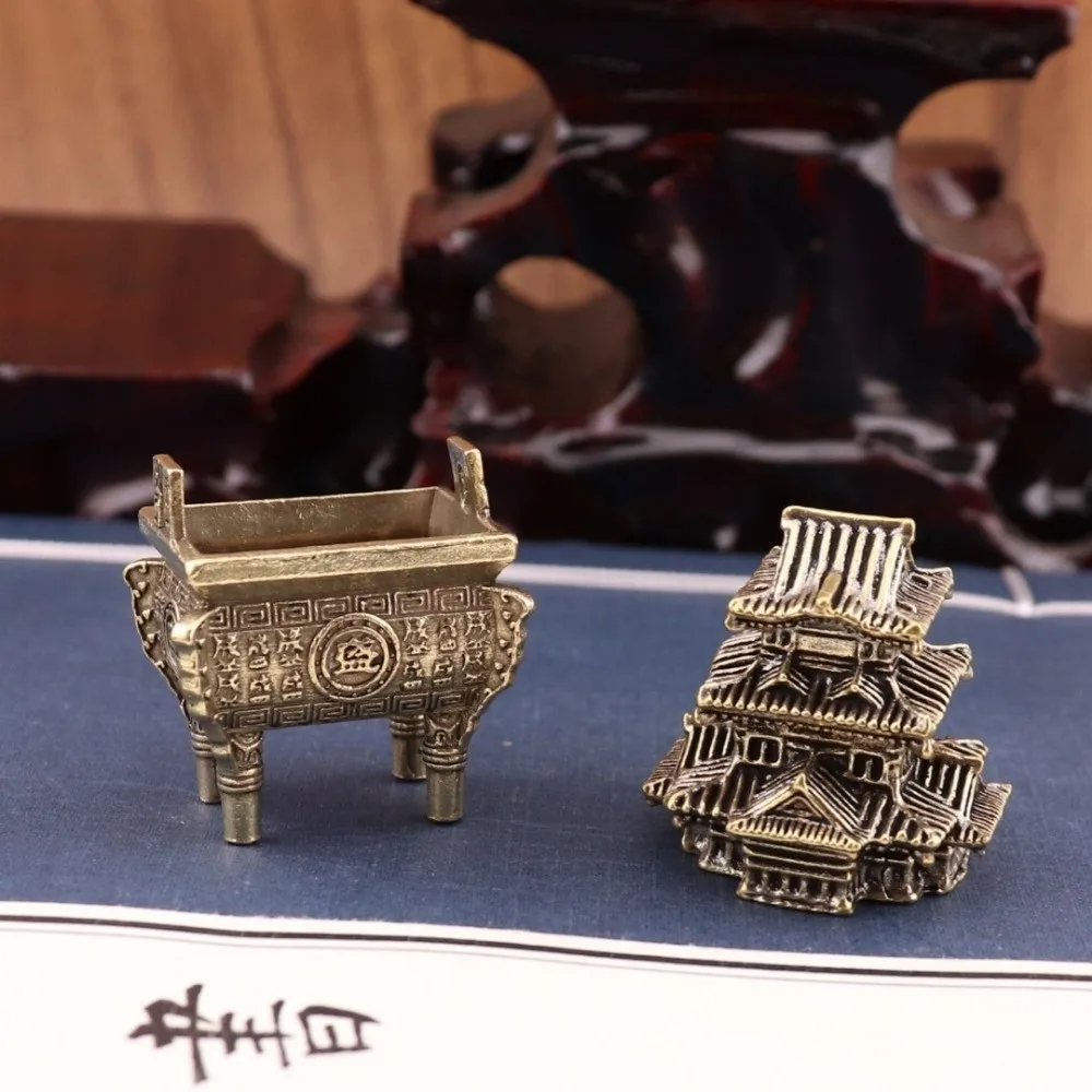 Creative Brass Micro Landscape Chinese Rockery Ancient Pavilion Ancient Architecture Miniature Model Bonsai Fish Tank Decoration