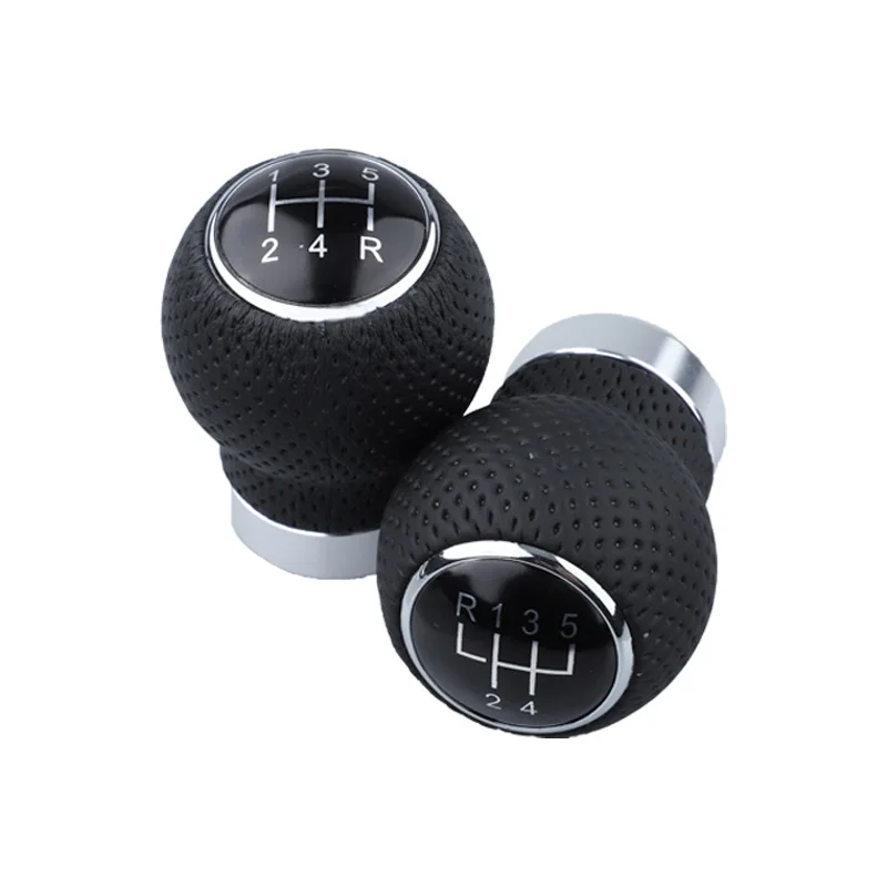 

5 Speed Car Red Line Silver MT Gear Shift Knob Leather Lever Shifter Stick Manual Gear Head Lever Headball Aluminum Shift Knobs