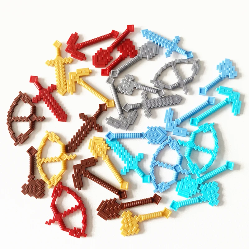 20pcs/lot Part 18787 18788 18789 18792 18791 Pixelated Weapon Bow Axe Sword Pickaxe Building Blocks Kit DIY Education Toys