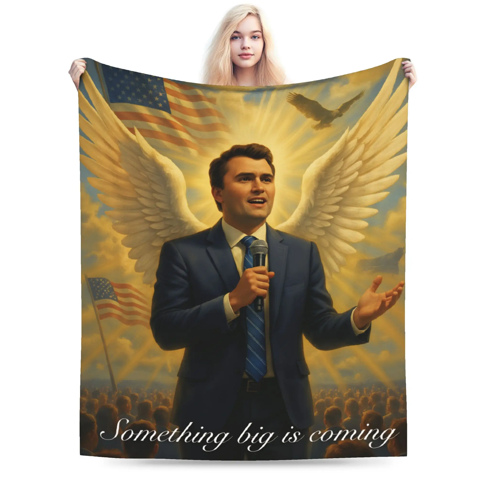 Warm Throw Blanket Picnic Charlie Kirk Something Big Is Coming Blanket  Flannel Bedspread For Living Room Trend Sofa Bed Cover