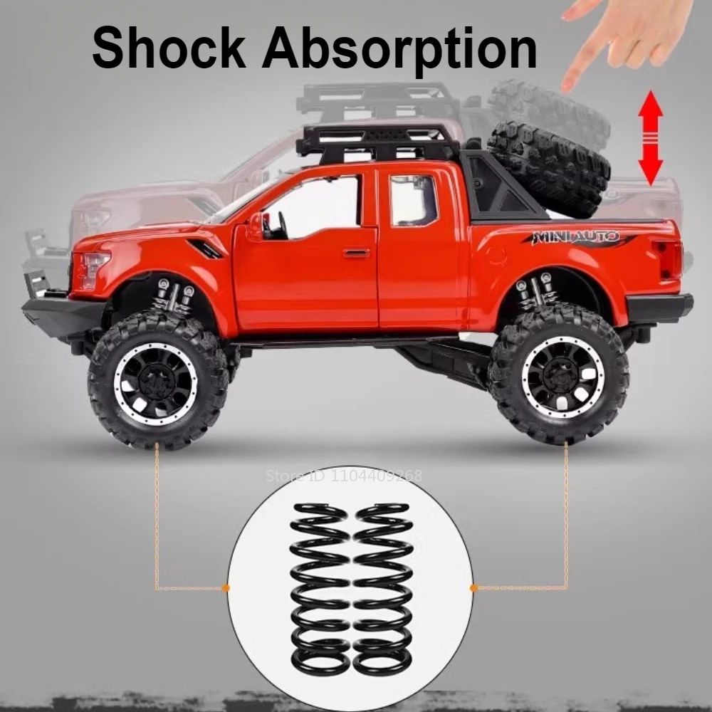 1:32 Scale Raptor F-150 BigFoot Pickup Car Model Toy Pull Back Sound&Light Off Road Truck Models Collection Gifts For Kids