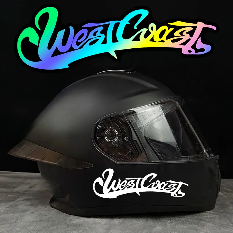 

1PC West Coast Graffiti Sticker Rainbow/White Font Adhesive Decal for Motorcycle Helmet Decorative