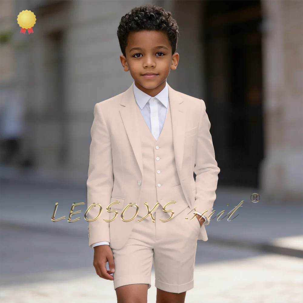 

Boys' 3-Piece Suit, Versatile Notch Lapel Blazer, Waistcoat & Shorts for All Formal, Semi-Formal & Holiday Special Occasions