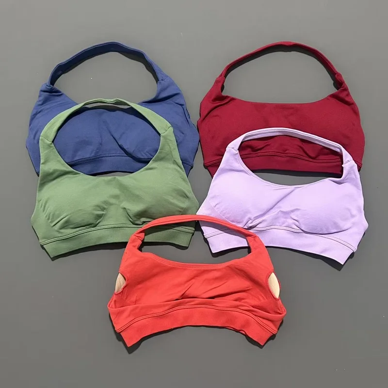No Logo Sports Bra Seamless Design Fitness Running Yoga Pilates High Elasticity Breathable Maximum Support Women's Workout Bra