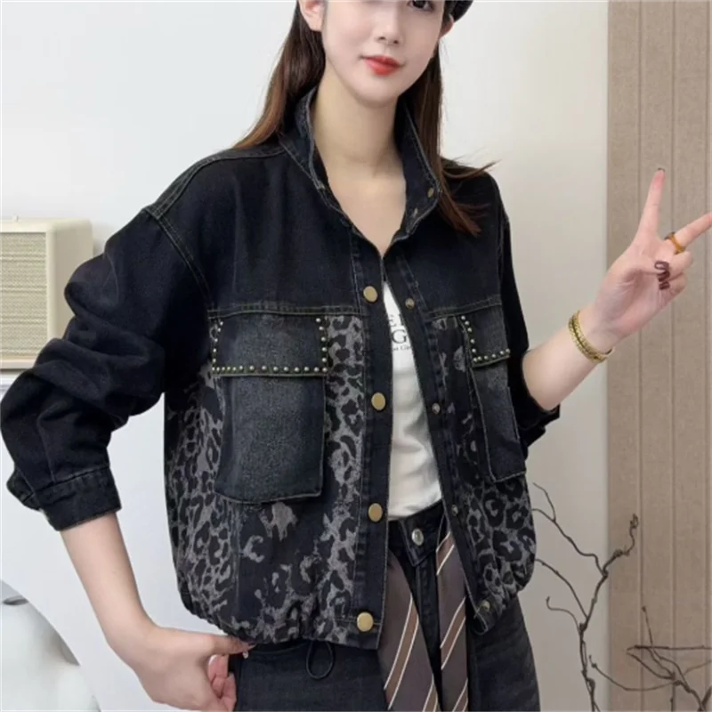 

Cotton Denim Short Jacket for Women Coat Anti-Aging Patchwork Coat Fashionable Outwear Spring Autumn Fabric Cowboy Jackets