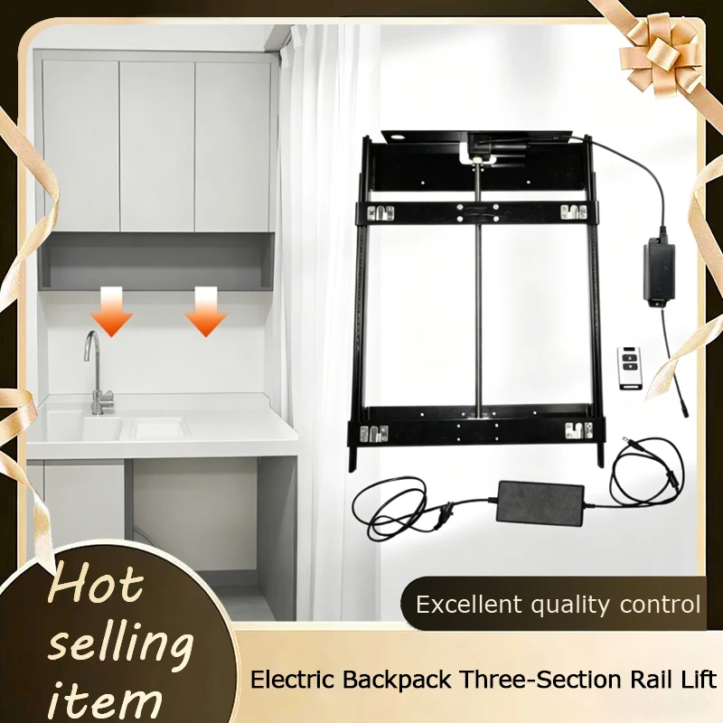 Electric Dual Motor Lift System Back Mounted Smart Remote Three Section Vertical Telescopic Slide For Cabinet Hardware Durable