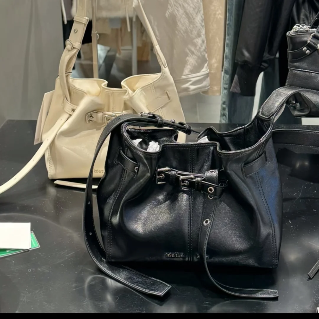 new-commuter-women's-belt-buckle-tote-bag-motorcycle-bag-crossbody-handbag-soft-pu-leather-bucket-shape-sweet-cool-style