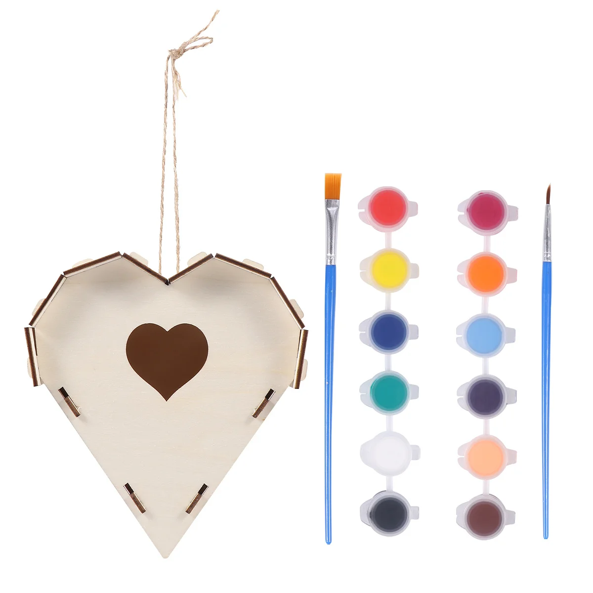 

1 Set Diy Painting Bird House Creative Wooden Nest For Kids Blank Birds Hut Bed Hanging Decor Children Drawing Tools Outdoor