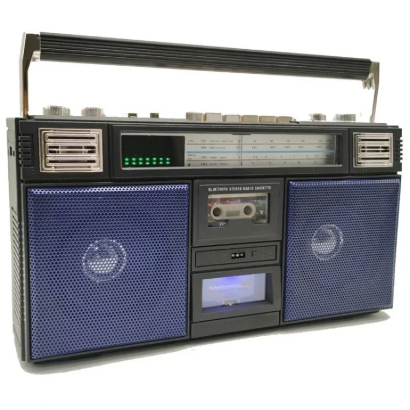 Old-fashioned Cassette Recorder Vintage Tape Recorder Bluetooth Speaker Three-band Radio Bluetooth USB TF Card Stereo Player