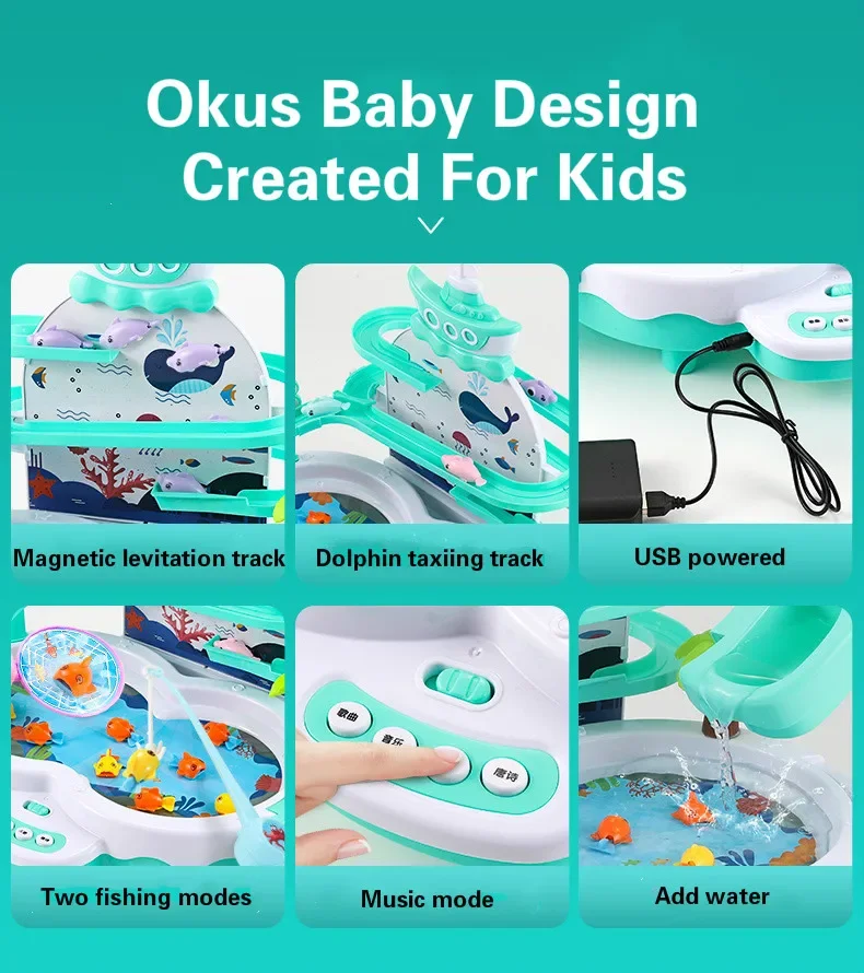 Jouets pour enfants, Puzzle, Table de pêche magnétique Rechargeable, jeu coulissant, disque rotatif musical, cadeau d'apprentissage interactif Parent-enfant