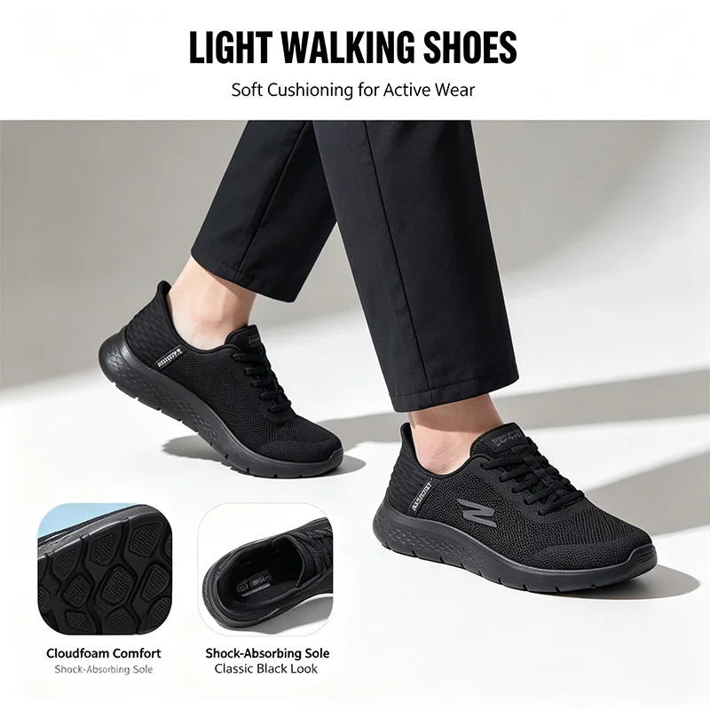 Skechers Official Genuine Men Slip-On Walking Shoes GO WALK FLEX Men 216324WW-BBK Lace-Up  Ushioned Sole Everyday Sneakers