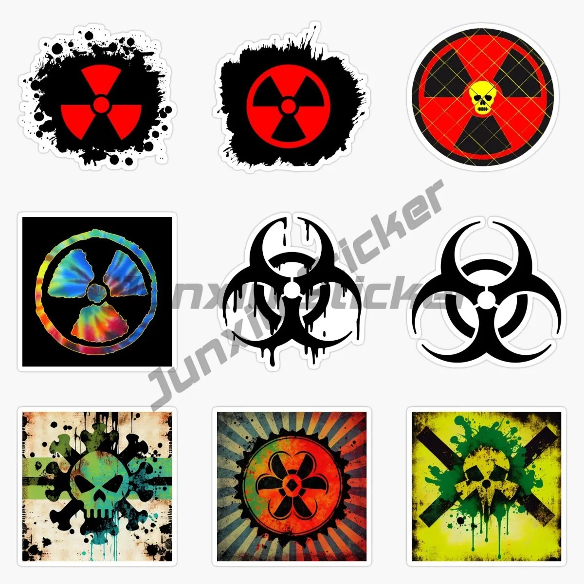 Attention Radioactive Sticker Nuclear Radiation Sticker Suitcase Car Guitar Skateboard Refrigerator Decoration Sticker Pack Toys