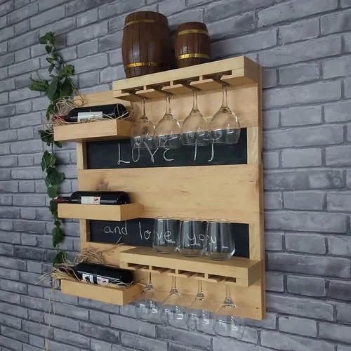 Marina Wood Wine Goblet Rack Writing Tahtalı