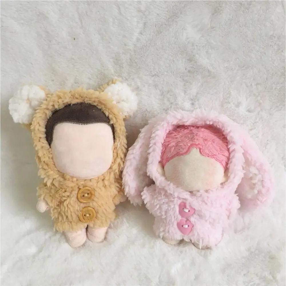 10cm Doll Clothes Plush Ear Tops Fur Coat DIY Handmade Creative Toys Clothing to Cultivate Hands-on Ability Children's Gift