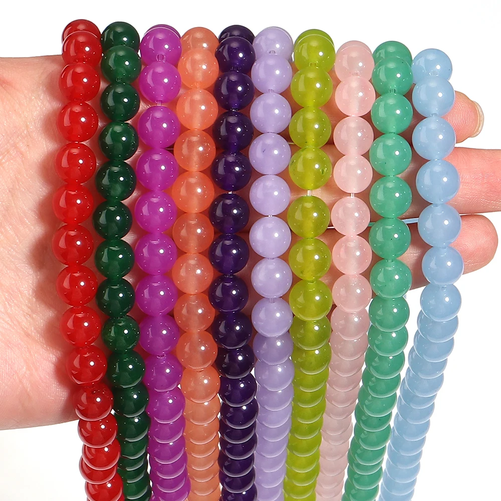 1Strand 4/6/8/10/12mm Natural Stone Purple Green Jade Beads Round Loose Spacer Beads For Jewelry Making Diy Necklace Bracelet