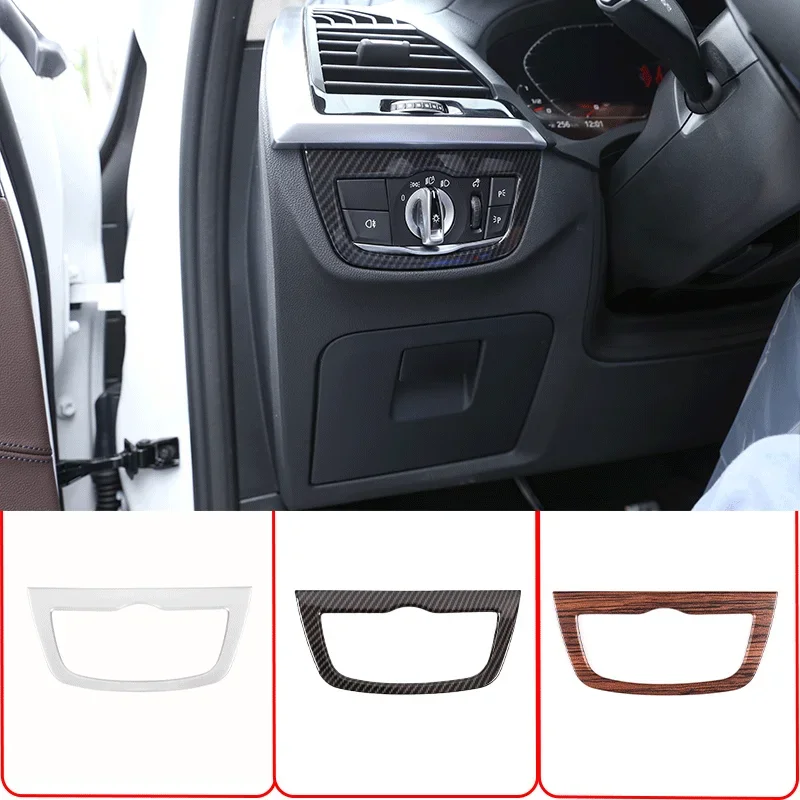 

For 2018-2020 BMW X3 X4 G01 G02 ABS carbon fiber car styling Car headlight switch button frame sticker car interior accessories