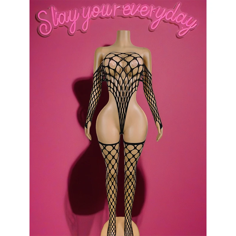 1 مجموعة مثير المرأة شبكة صيد السمك التستر طويلة الأكمام دون بيكيني لمهرجان الموسيقى Bodycon فستان الجوف خارج عطلة BD070