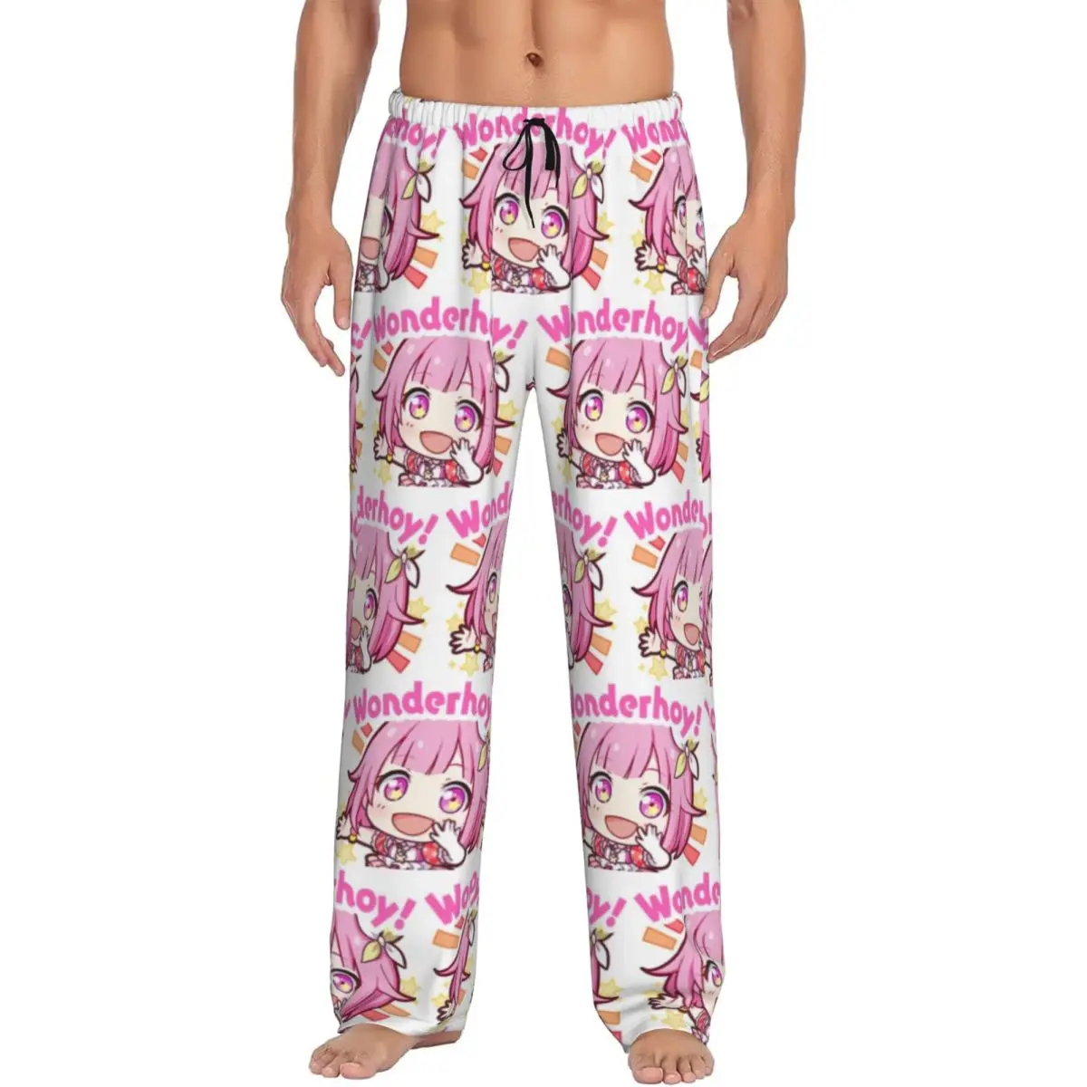 Custom Emu Otori Wonderhoy Stamp Pajama Pants Men Sleepwear Sleep Lounge Bottoms with Pockets