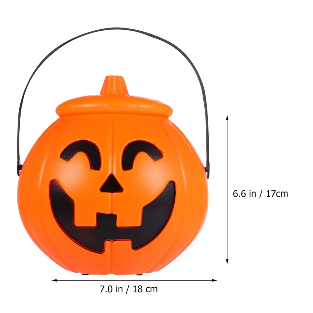 1pc Halloween Pumpkin Candy Bucket Light Decorations Party Haunted Carnivals Flameless Simulated Lantern Orange