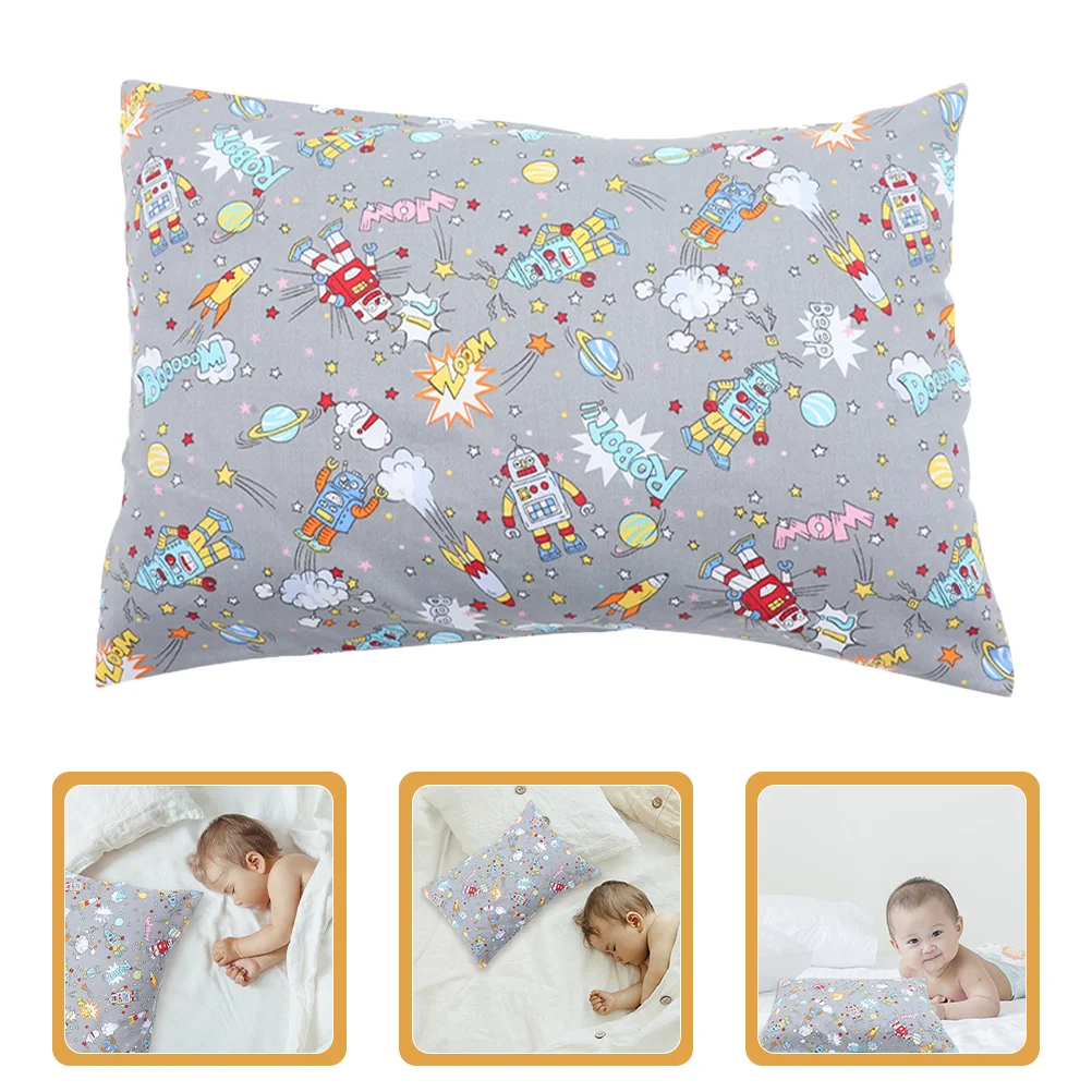 

3 Pcs Pillow Case Children's Pillowcase Cute Robot Pattern Small for Toddler Dark Grey Cover Sleeping Travel