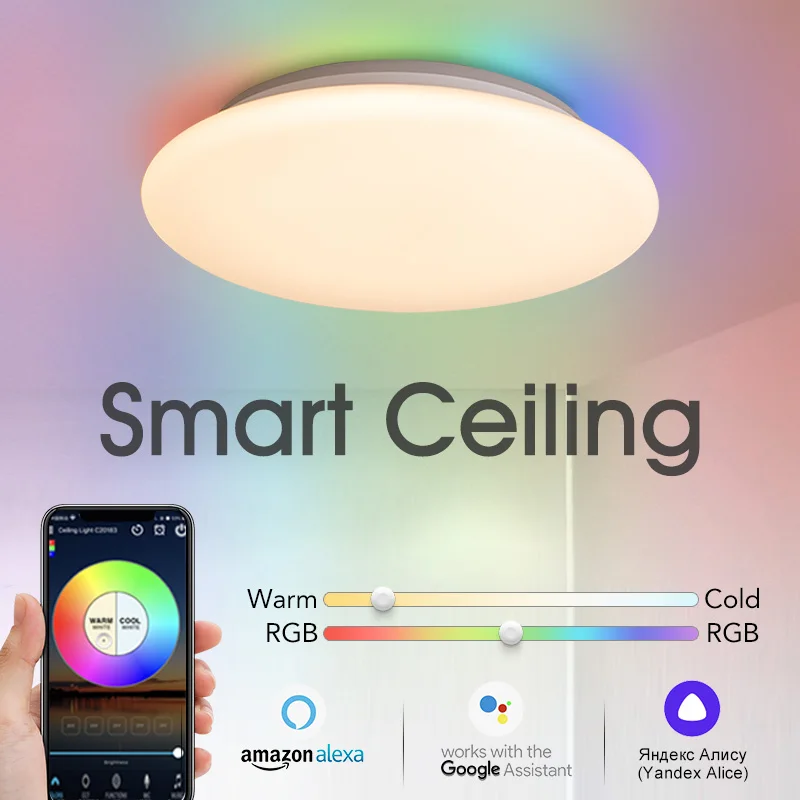 

Smart Ceiling Light RGB Remote Phone Control Remote Control Voice Function Dimmable 28/30W LED Ceiling Light Home Decoration