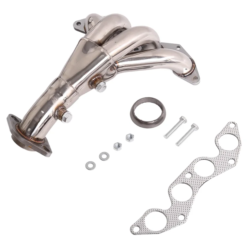 

NEW-Stainless Race Manifold Header Exhaust Manifold With Gasket For Honda Civic EX 2001-2005 1.7L SOHC D17AXQ