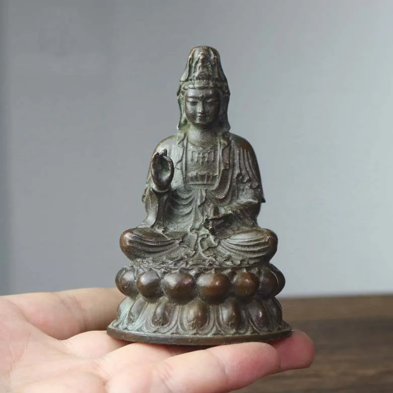 

Old Chinese Buddhism bronze Kwan-Yin Guanyin Bodhisattva goddess Buddha statue