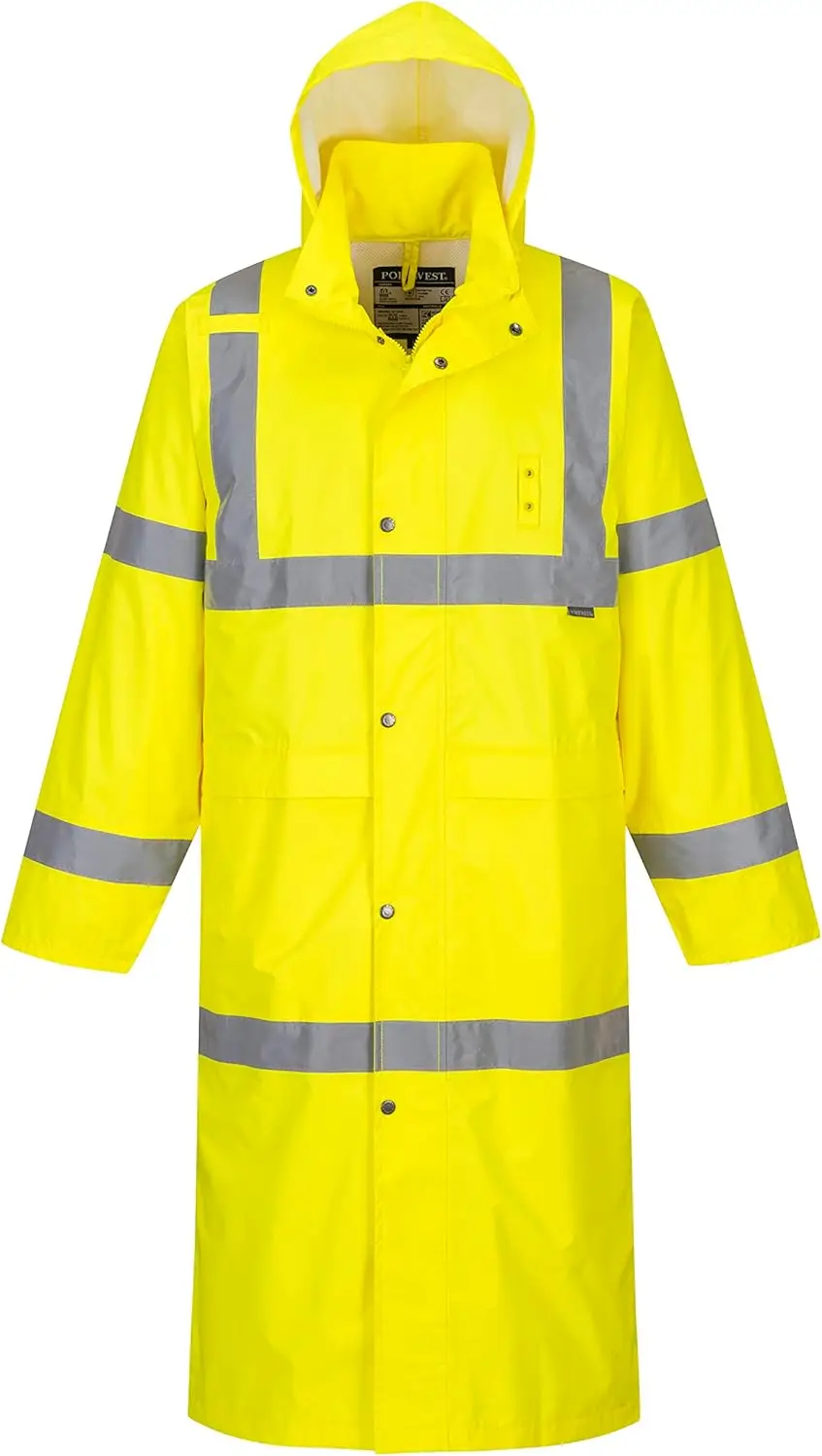 Stormguard UH445 Mens Classic Raincoat Waterproof Hi Vis Reflective Long Rain Jacket ANSI Class3Protective Outerwear Safety Gear