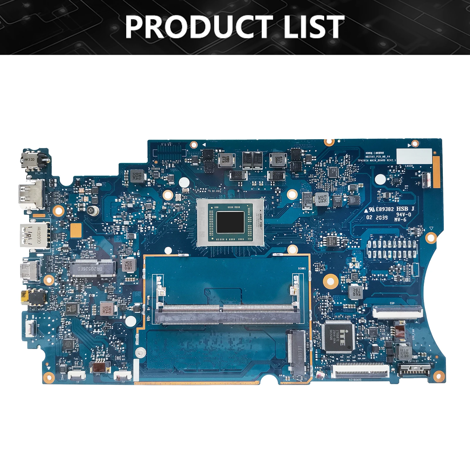 Carte mère d'ordinateur portable pour ASUS Vivobook Flip TP420I, carte mère d'ordinateur portable TP420IA avec CPU R3 R5 R7 4G/8G-RAM NB2565-PCB-MB-V4