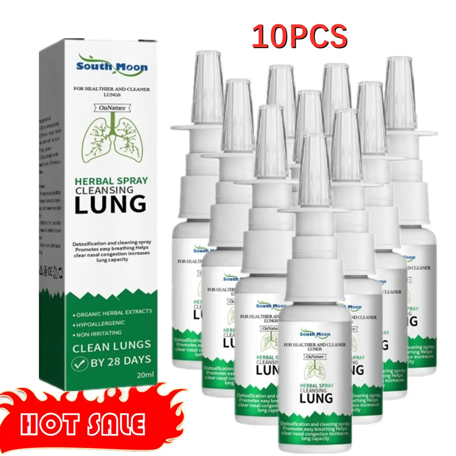 

10X Lung Detox Herbal Cleanser Spray Clear Nasal Congestion Anti Snoring Solution Stop Snore Relief Spray Nose Free Shipping