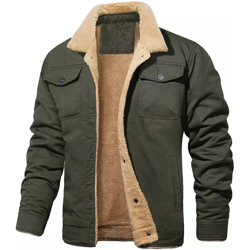 

Autumn and Winter New Fleece-lined Men's Jacket Outdoor Warm Woolen Nick Garment Coat